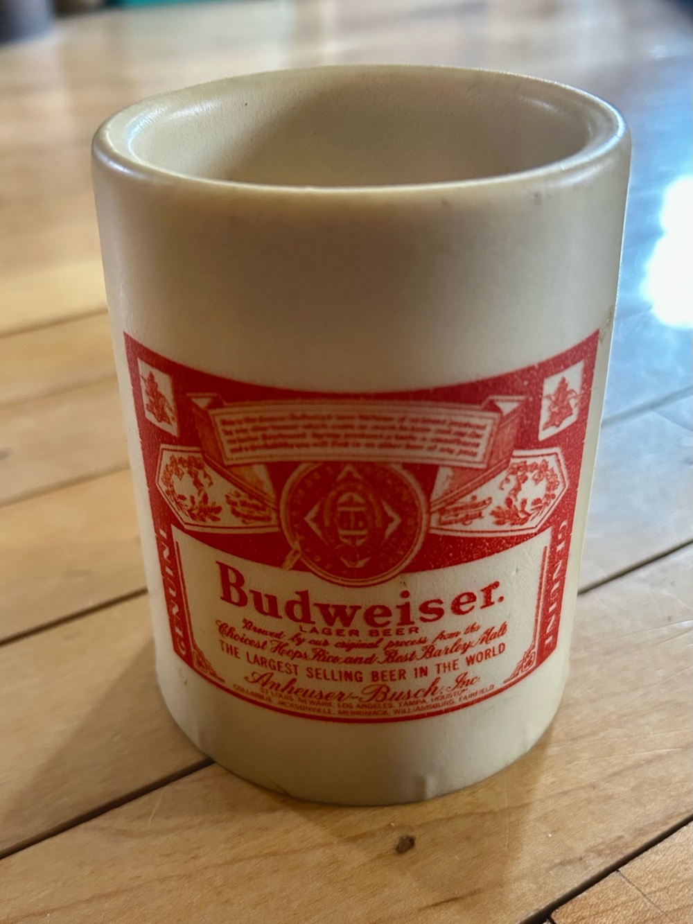 Budweiser Foam Can Koozie/cooler with Red Printed Label